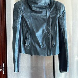 BCBGMaxAzria Teal Leather Jacket Sz. M